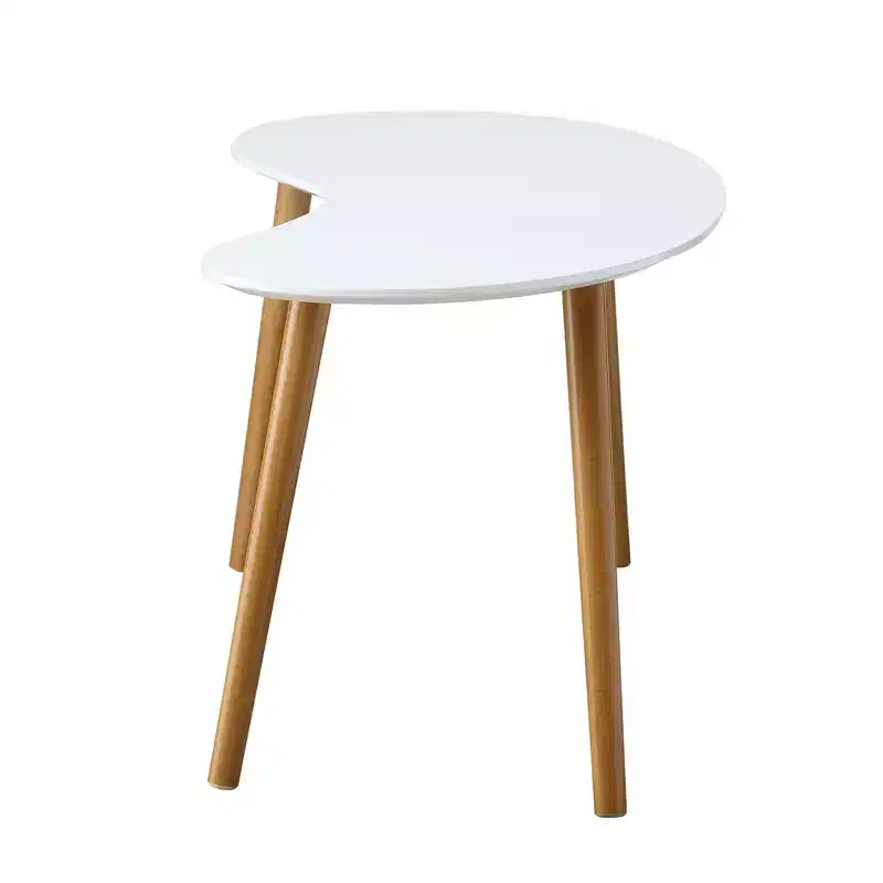 Oslo Bean Shaped Coffee Table White/Bamboo - Breighton Home