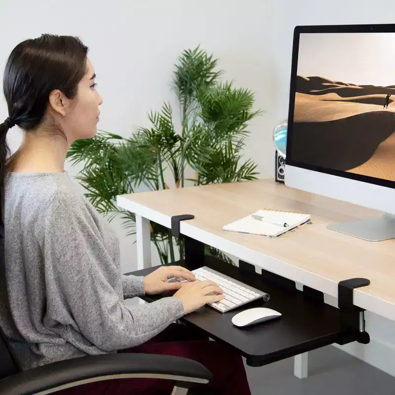 Clamp Keyboard Tray – Sliding Under Desk Keyboard & Mouse Platform, No Screws Needed