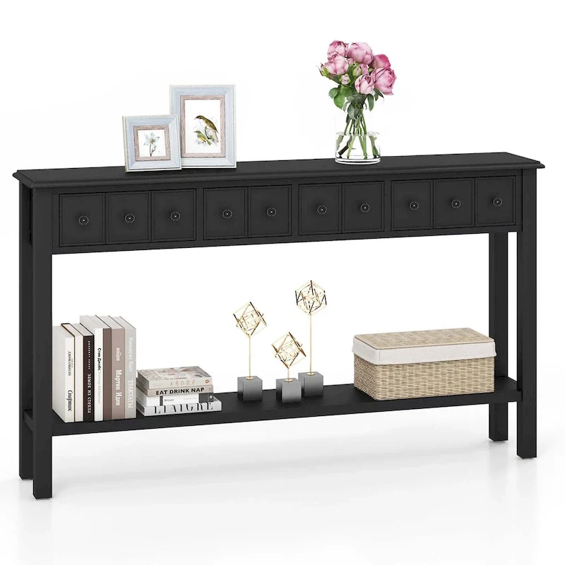 Costway 60 Console Table Retro Entryway Sofa Table with 4 Drawers & - See Details