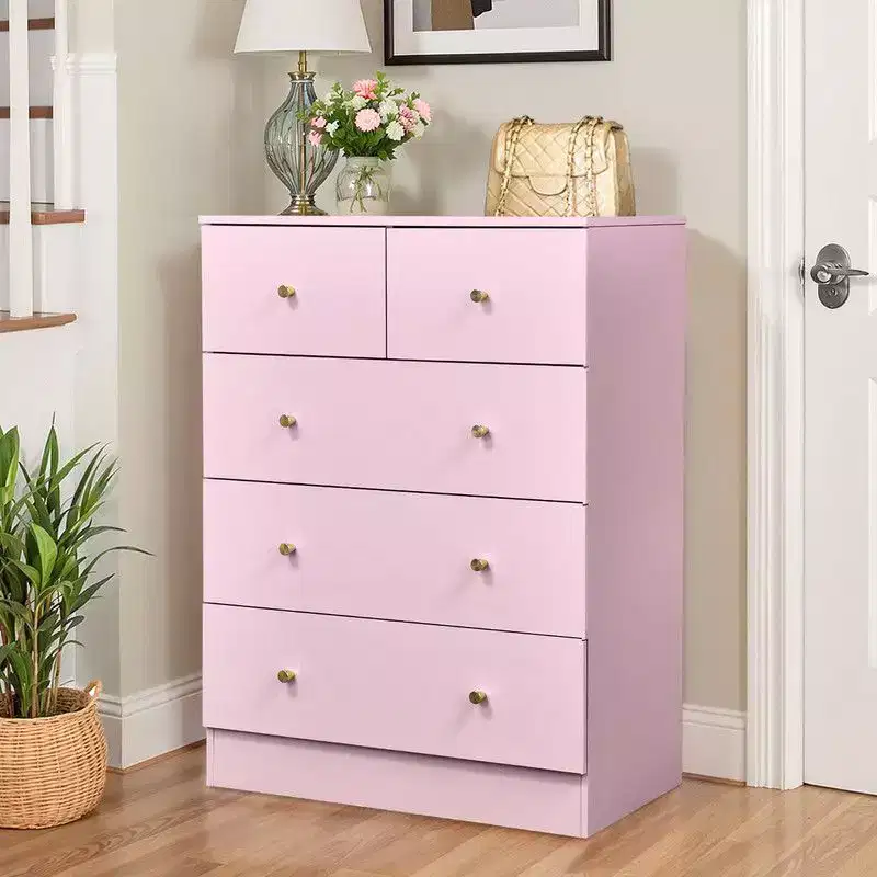 Karl Home 6-Drawer Large Dresser for Bedroom and Chest of Drawers with Sturdy Construction Wood Storage Organizer for Closet In pink