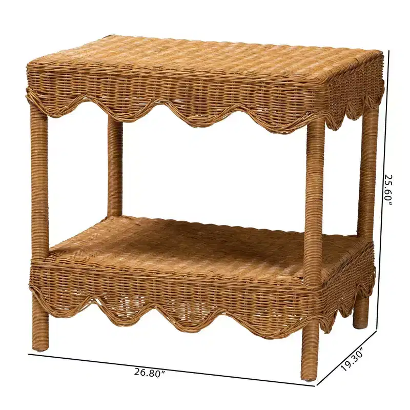 bali & pari Oteria Scalloped Rattan Side Table Light Honey