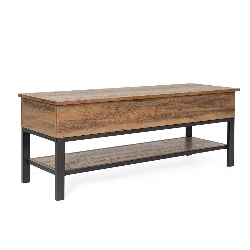 Rustic Farmhouse Entryway Bench with Bottom Storage Shelf