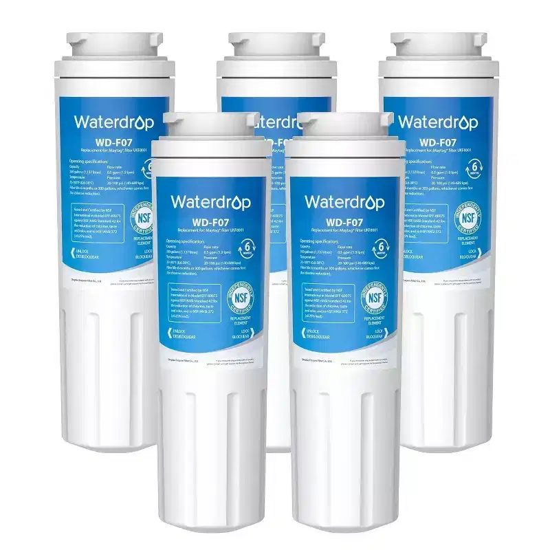 Waterdrop UKF8001 Refrigerator Water Filter 4, Replacement for Whirlpool EDR4RXD1, EveryDrop Filter 4, Maytag UKF8001AXX-750, 5 Filters