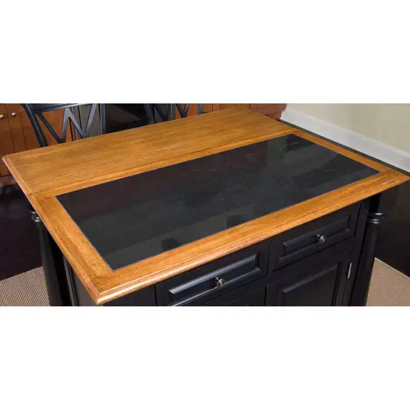 Monarch Kitchen Island Granite Top Black/Oak - Home Styles: Hardwood, Storage, Drop Leaf
