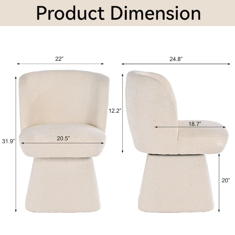 Fabric Upholstered Dining Chairs Set of 2