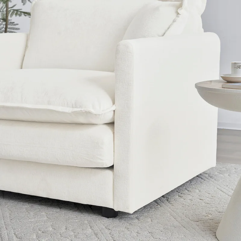 6-Seater U-Shape Sectional Sofa with 3 Ottomans and Pillows