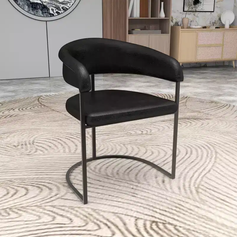 LeisureMod Aero Modern Curve Back Dining Arm Chair Set of 4, Leather Upholstery, Comfortable Seating with Padded Support for Dining Rooms and Kitchens