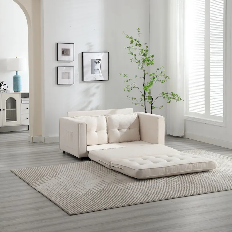 3 Fold Velvet Sofa,Convertible Sleeper Sofabed with Pull Out Couch Bed