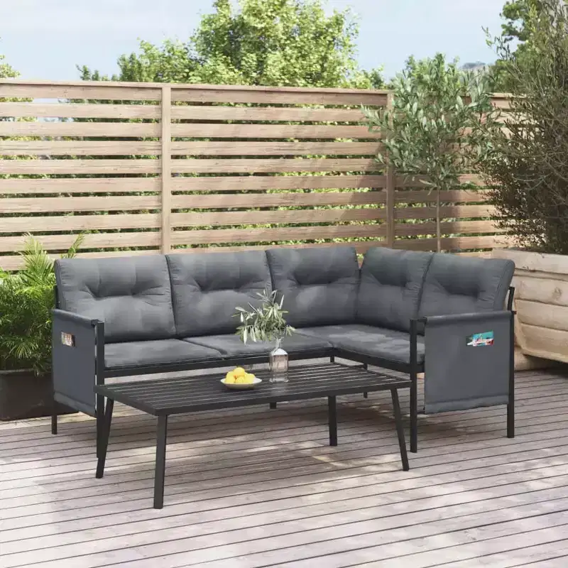vidaXL Patio Lounge Set Outdoor Furniture Sectional Sofa Anthracite Steel