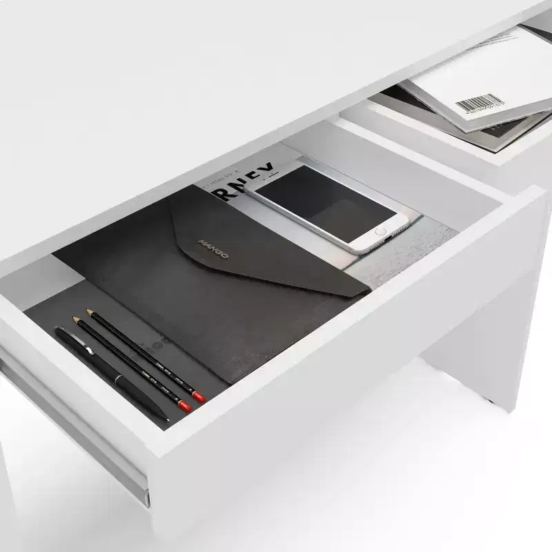 Tijuca 2 Drawer Compact Student Desk White - Polifurniture: Modern Style, Space-Saving Design, Adult Assembly