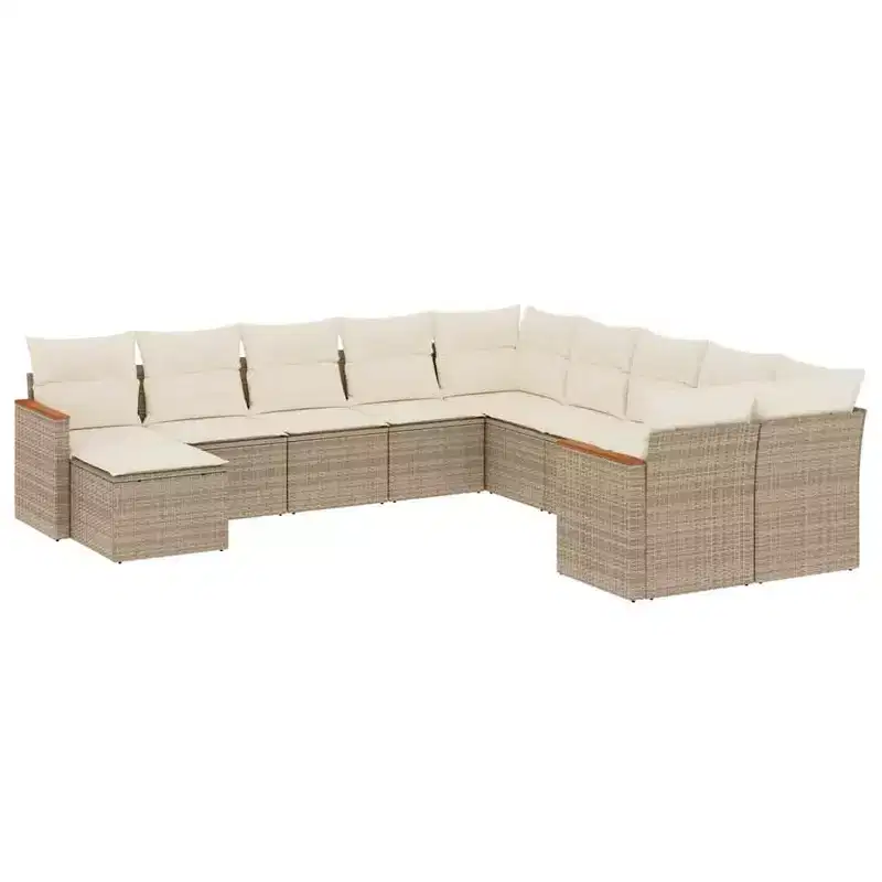 vidaXL Patio Sofa Set with Cushions Outdoor Conversation Furniture Poly Rattan