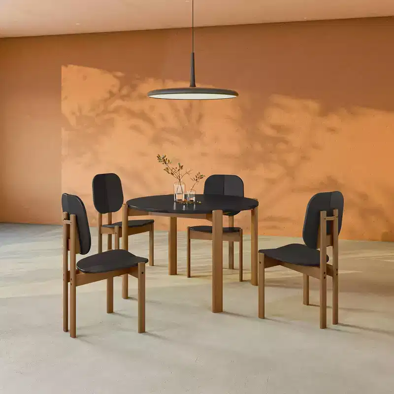 Mid-century modern dining chair with solid wood legs