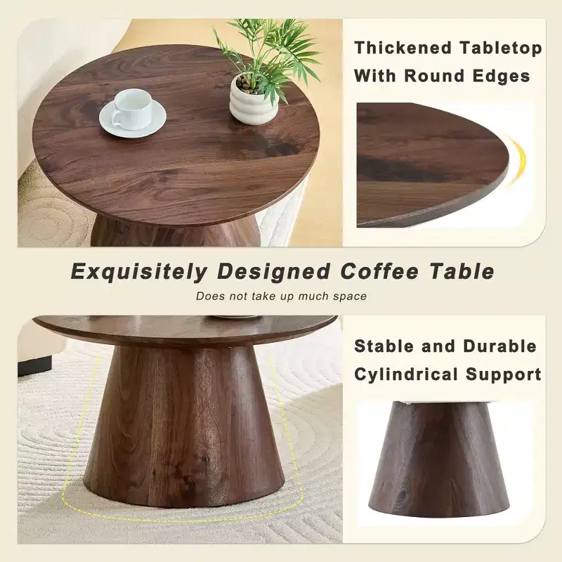 23 Wooden Round Pedestal Coffee Table