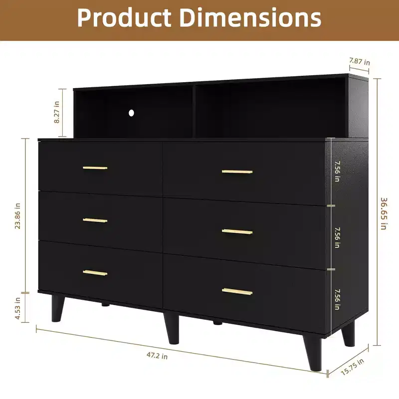 47.2 Coffee Bar Cabinet with Power Outlets, Freestanding Buffet Storage Cabinet with Drawers for Kitchen, Dining Room
