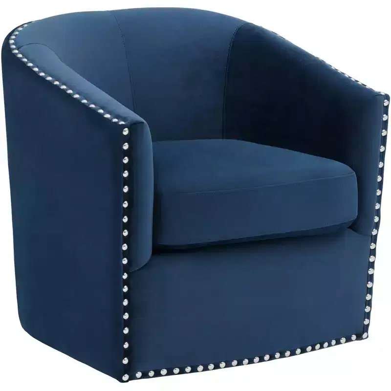 Elements Fullerton Nail Head Trim Navy Blue Swivel Accent Chair