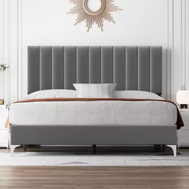 Modern Velvet Upholstered Bed Frame | 11