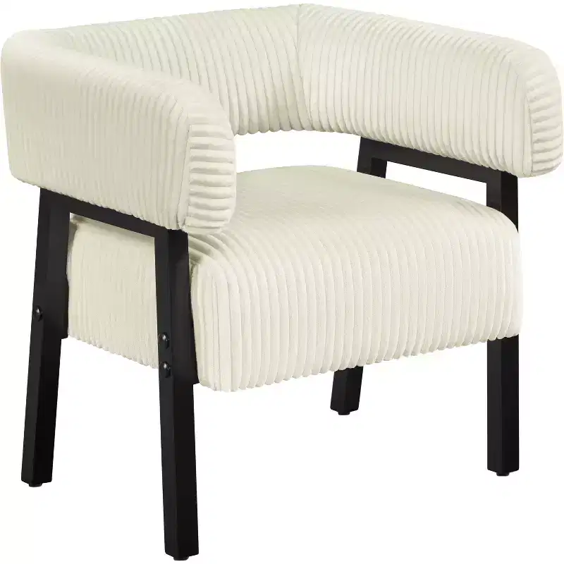Yaheetech Upholstered Barrel Accent Chair with Solid Wood Legs, Pocket Coiled Seat for Living Room, Bedroom, Reading Nook