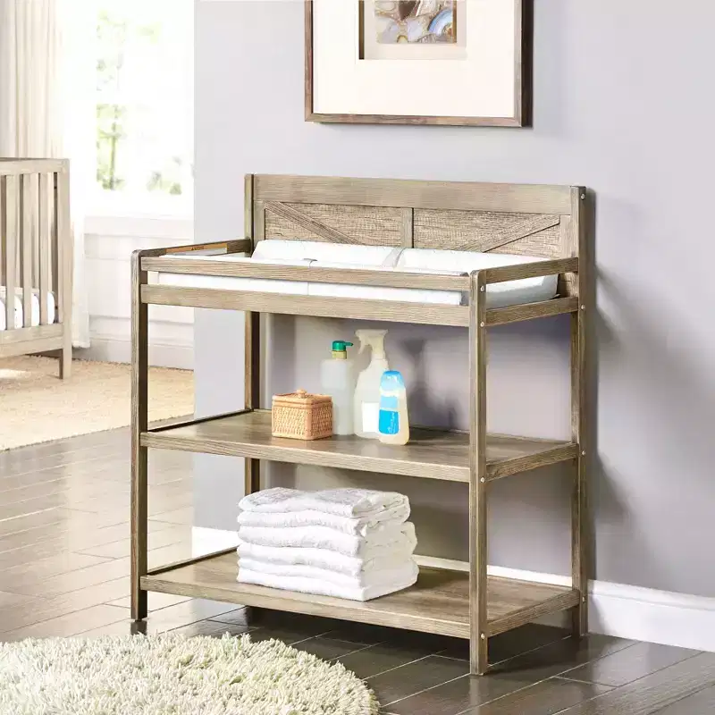 Whisen Baby Changing Table, Coordinates with Baby Crib, Safe & Timeless - Chestnut