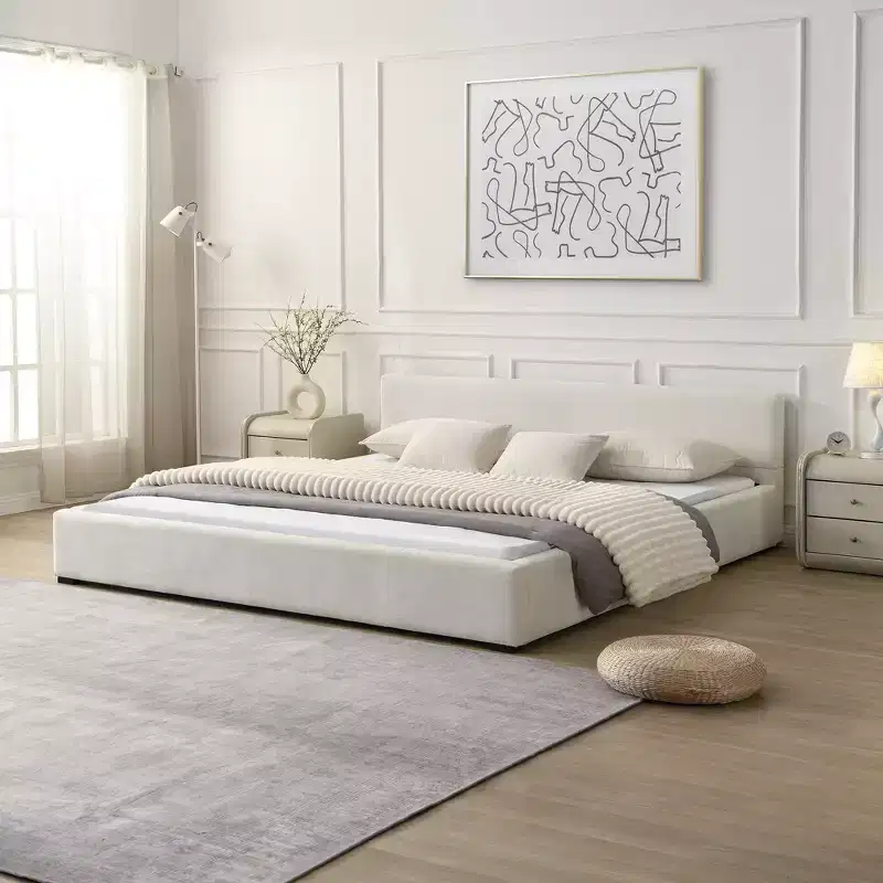 Christopher Knight Home Gianni Modern Upholstered Platform Bed with Wide-Edge Headboard