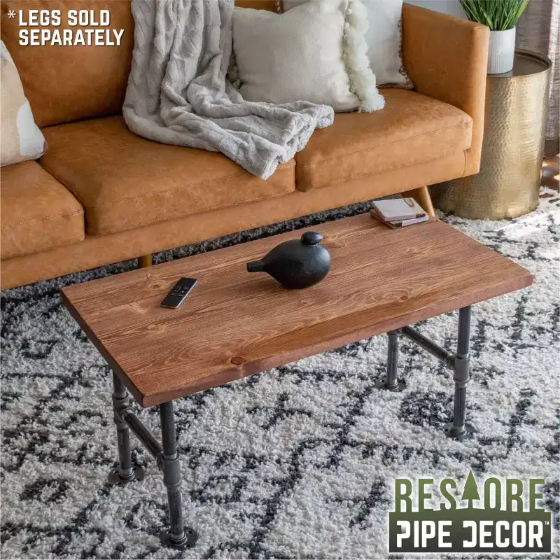 Cedar Solid Wood Coffee Tabletop by Pipe Decor
