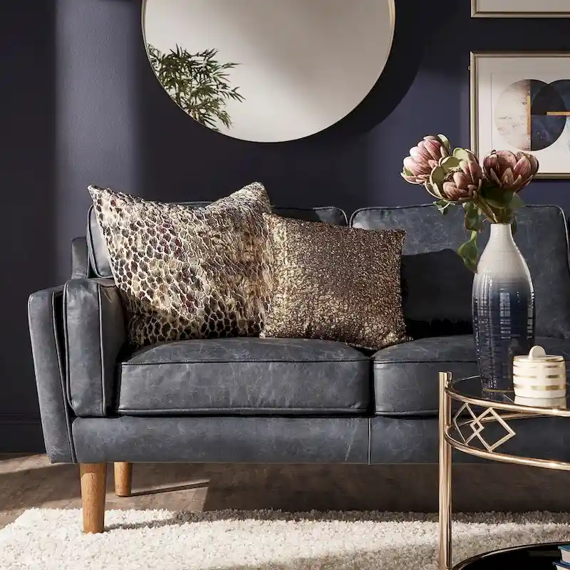 Blue Oxford Leather Sofa