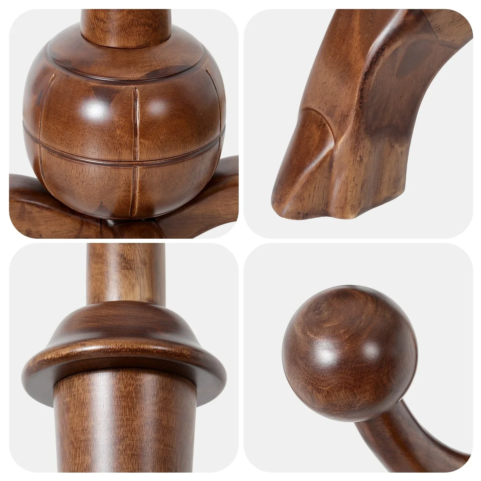 Tree-branch Rubberwood Freestanding Coat Rack with 8 Hooks - 24.5W x 70.87H