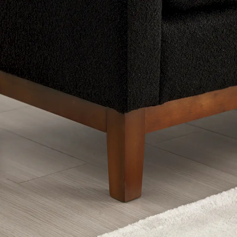 Upholstered Bench Wood Legs and Bolster Pillows