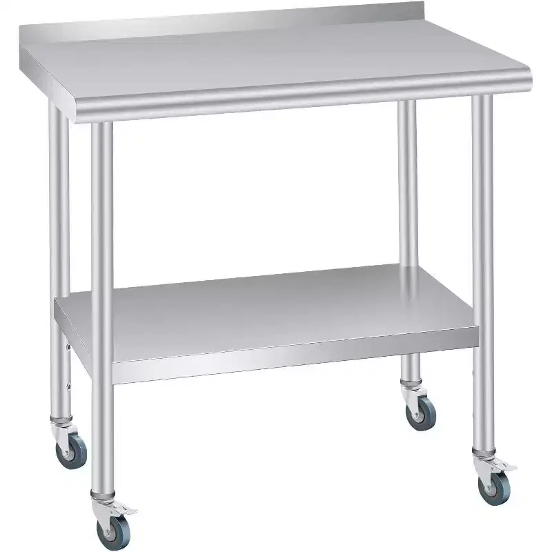 Stainless Steel Table with Wheels, 60x24