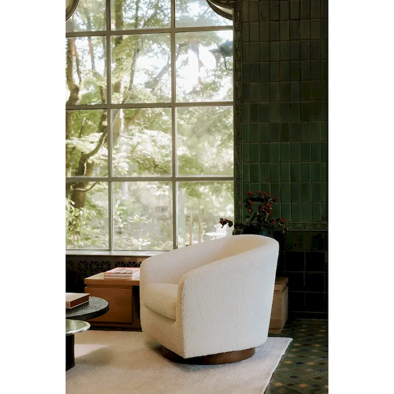 Aurelle Home Modern Upholsted Swivel Barrel Chair