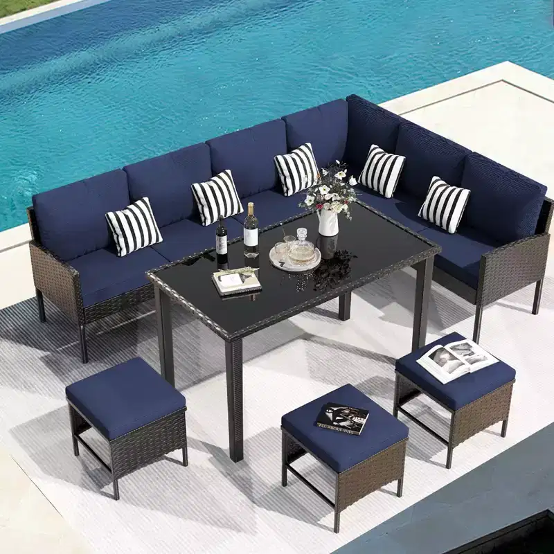 CLIHOME 7-piece Outdoor Furniture Set Patio Conversation Set Small Space Patio Furniture