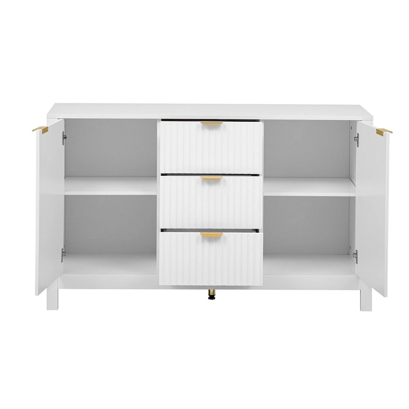 47.2W Sideboard Buffet Cabinet with Wave Design - 3 Adjustable Shelves and 3 Drawers - N/A