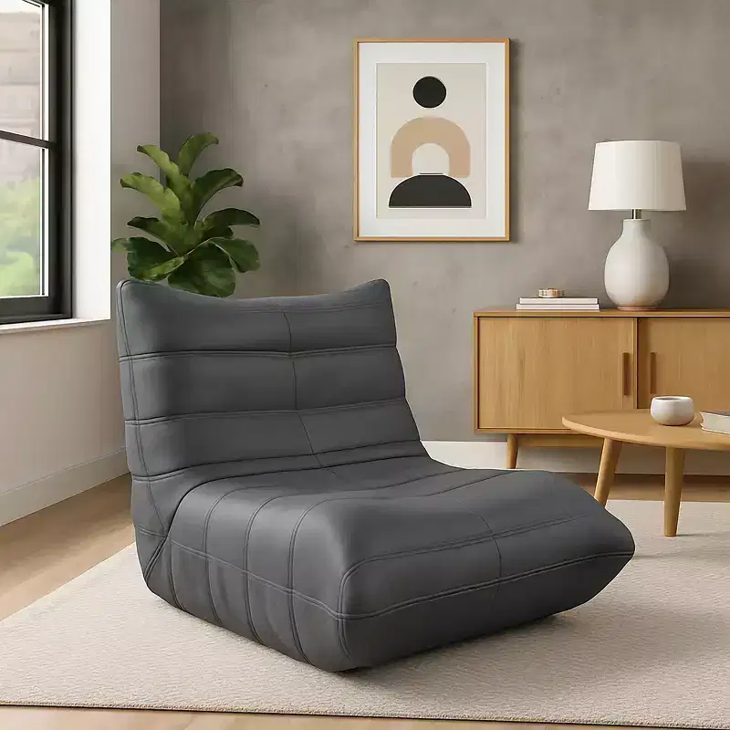 Modern Accent Chair Comfy Upholstered Armchair with High-Density Cushion & Plush Foam Chair for Living Room or Bedroom - Leathaire Gray
