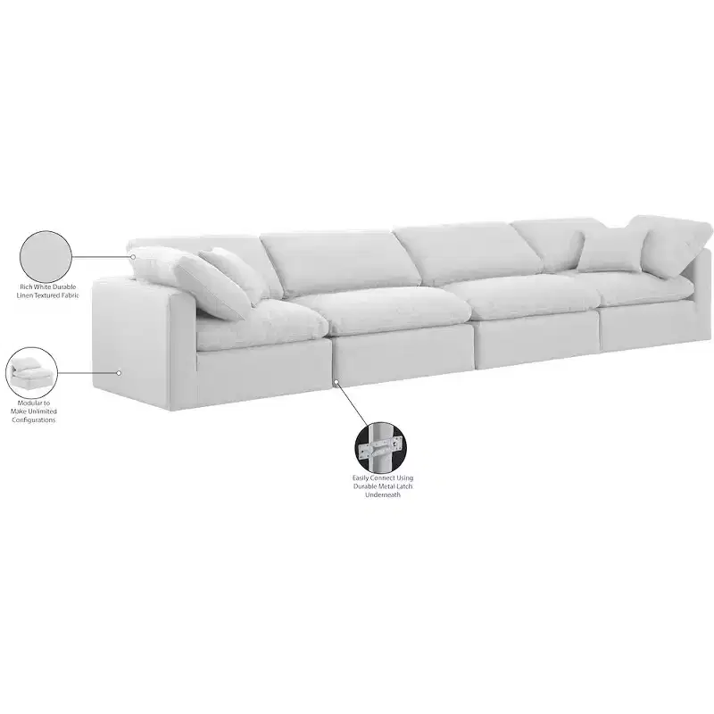 Meridian Furniture Indulge Linen Textured Fabric Modular Sofa