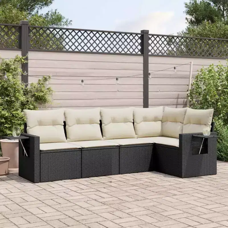 vidaXL Garden Sofa Set PE Rattan Large Adjustable Feet