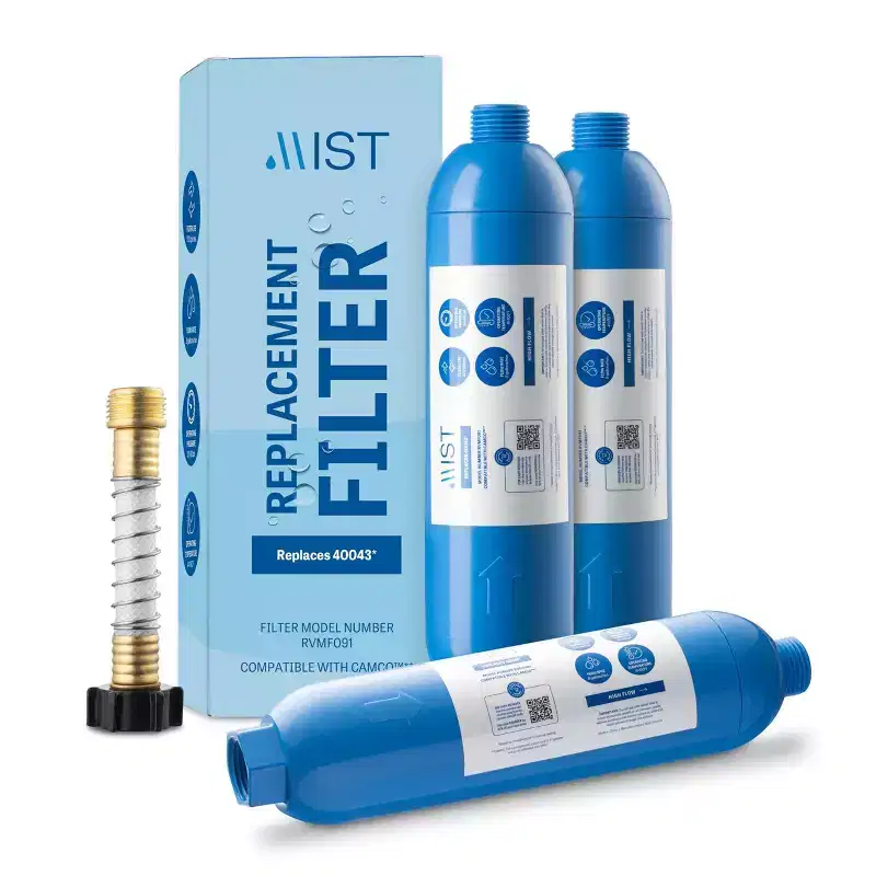 Mist Replacement Camco RV Filter with Flexible Hose Protector 3pk - RVMF391: Inline Water Filter for RV Hose