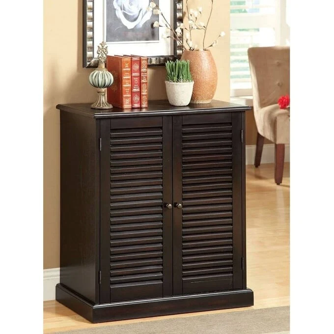 30 Modern Transitional Design 1pc Shoe Cabinet Oak Finish Adjustable Shelves - N/A