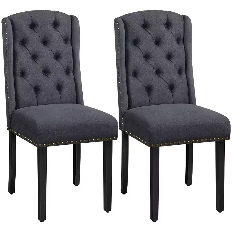 Button Tufted Dining Chairs Set of 2 - Nailhead Trim