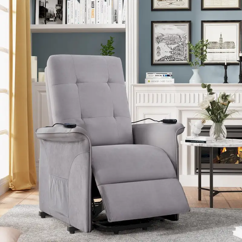 Gray Power Lift Recliner Chair, Single Seat, with Massage Function