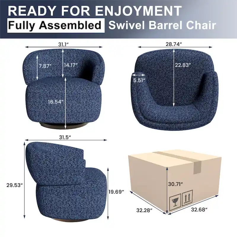 Fully Assembled Upholstered Swivel Barrel Chair