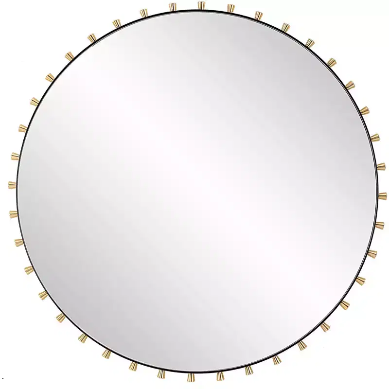 Uttermost Cosmopolitan Matte Black and Brass 37 1/2 Round Wall Mirror