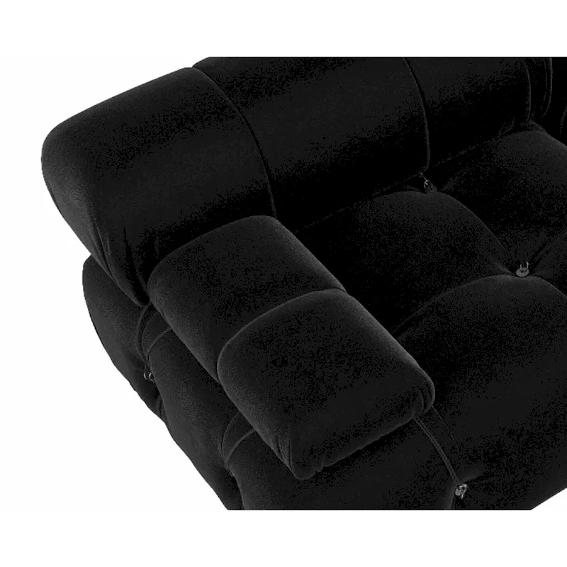 Black Velvet Upholstered Sectional Sofa