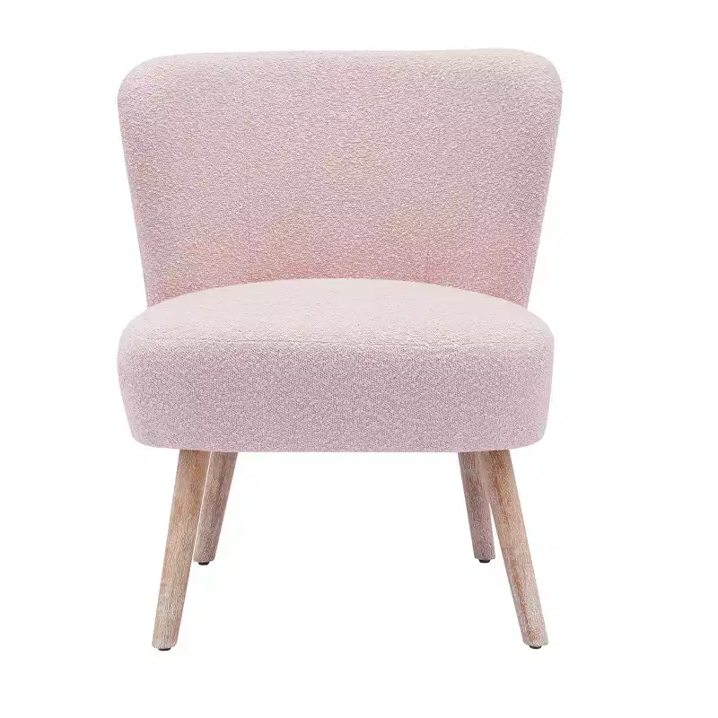 WestinTrends 25.5 Wide Upholstered Boucle Accent Chair with Ottoman Foot Stool Set