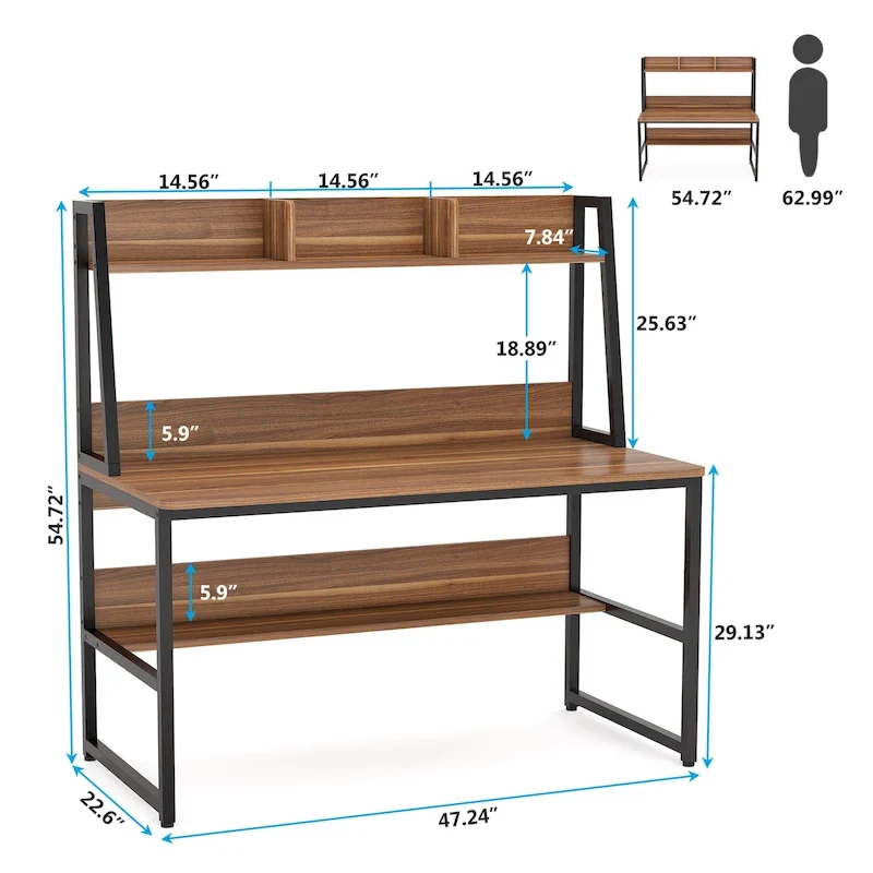 Computer Desk with Hutch and Bookshelf