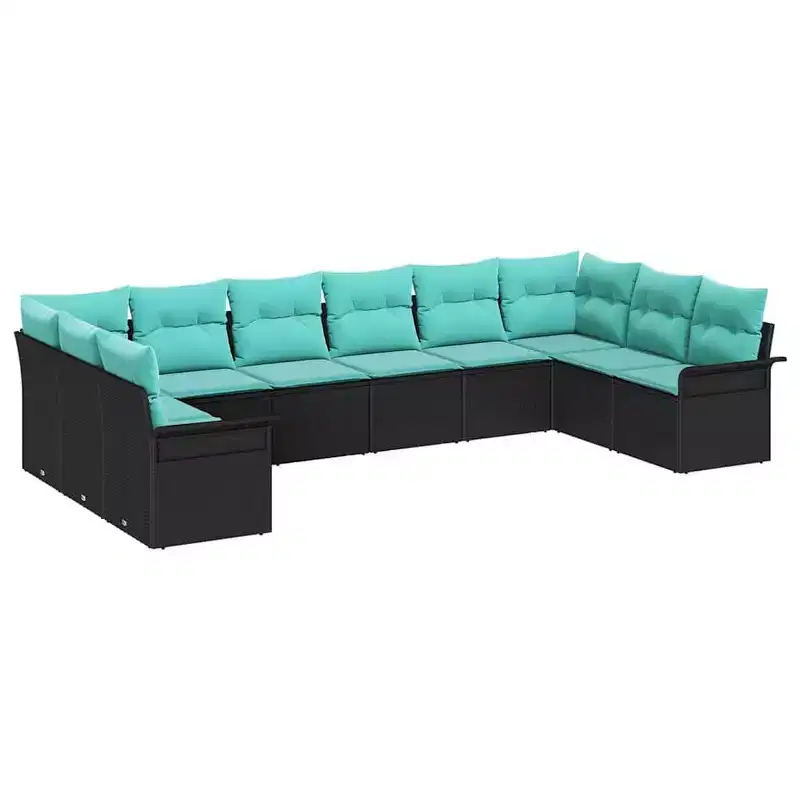 vidaXL Garden Sofa Set with Cushion 10 pcs Brown Poly rattan