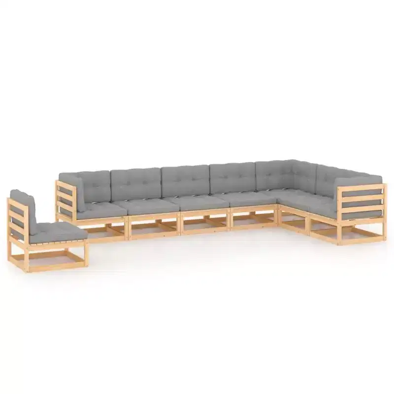 vidaXL Wooden Lounge Set Natural Pine Sturdy Pinewood Large Modular