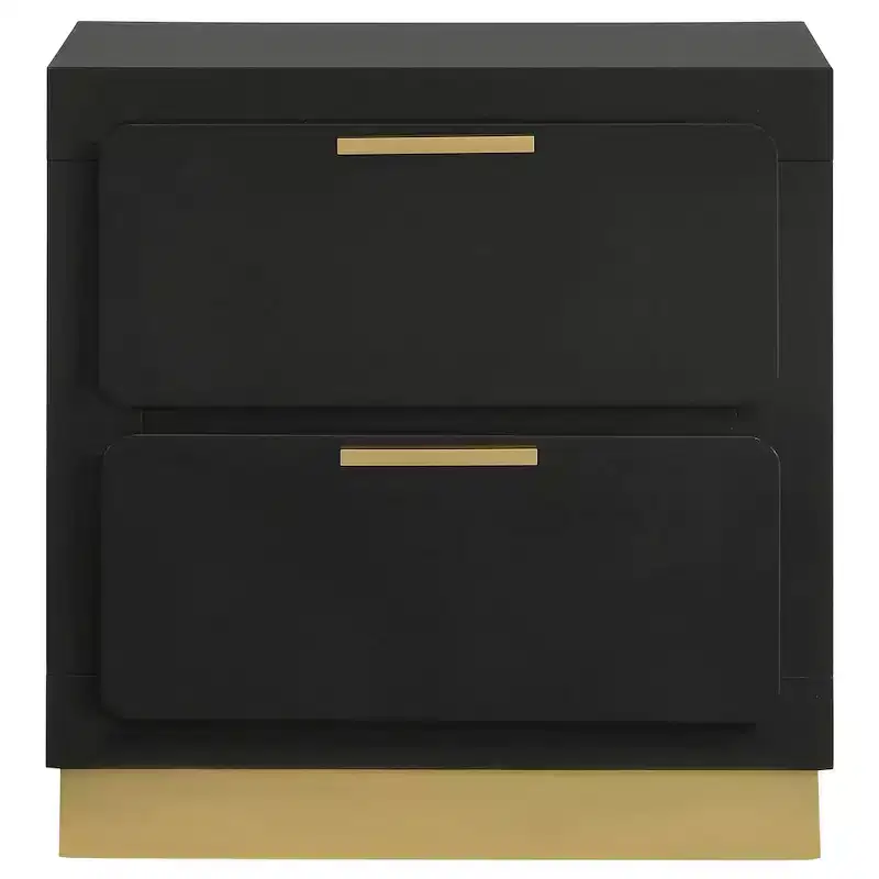 Black & Gold 2-Drawer Nightstand – Single