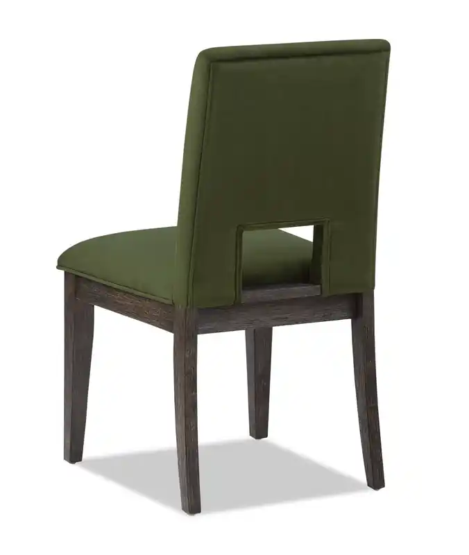 Dining Chair with Chenille Fabric - Green & Espresso Brown