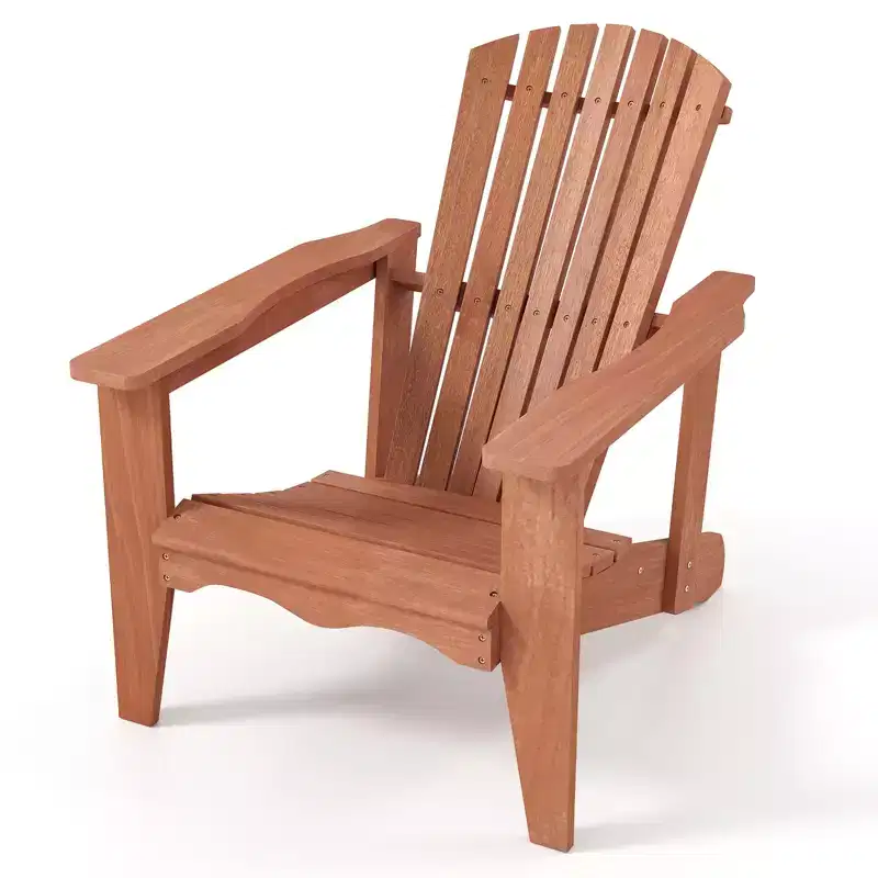 Costway 2PCS Solid Wood Garden Chair w/ High Backrest Wide Armrests & Contoured Seat