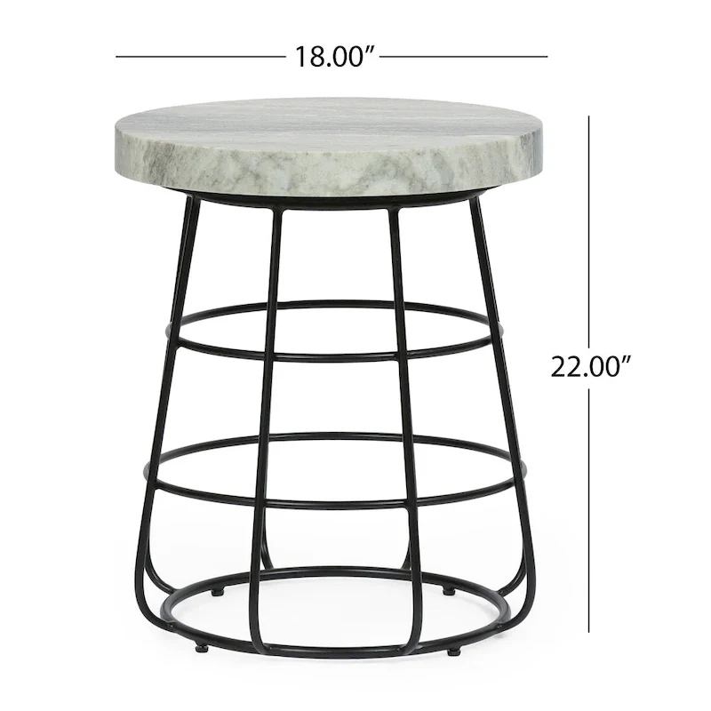 Woodbine Modern Handcrafted Marble Side Table by Christopher Knight Home - 18.00 L x 18.00 W x 22.00 H