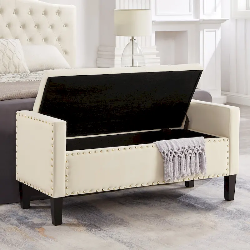 Entryway Living Room Soft Padded Seat with Armrest,Bed Bench